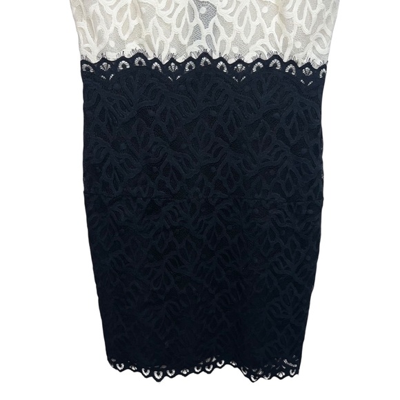 Sandro Rozen Short Sleeve Guipure Lace Mini Dress In Black/Ecru - Picture 9 of 15